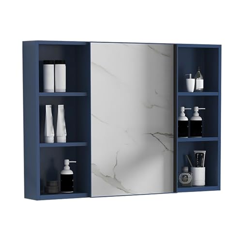 Badezimmerschrank mit Spiegel Rechteckiger Spiegelschrank Bad, Badezimmer Spiegelschrank aus Aluminiumlegierung, für Schlafzimmer, Wohnzimmer und Toilette ( Color : Blue , Size : 90*11*65cm/35*4*26in von JCSRYD