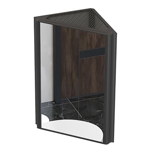 Badezimmerschrank mit Spiegel Wandmontierter Dreieckiger Spiegelschrank Bad mit Stauraum, Aluminium Badezimmer Spiegelschrank, für Schlafzimmer, Wohnzimmer und Toilette ( Color : Black 46*63*33cm/18*2 von JCSRYD