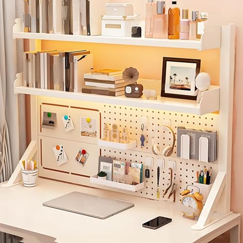 JCSRYD 2 Stöckiges Schreibtisch Organizer mit Stecktafel, Organizer Schreibtisch für Computermonitore, Schreibtischorganizer Display für Büro und Zuhause(White,100 * 23 * 95cm/39 * 9 * 37in) von JCSRYD
