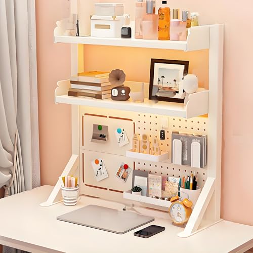 JCSRYD 2 Stöckiges Schreibtisch Organizer mit Stecktafel, Organizer Schreibtisch für Computermonitore, Schreibtischorganizer Display für Büro und Zuhause(White,60 * 23 * 95cm/24 * 9 * 37in) von JCSRYD