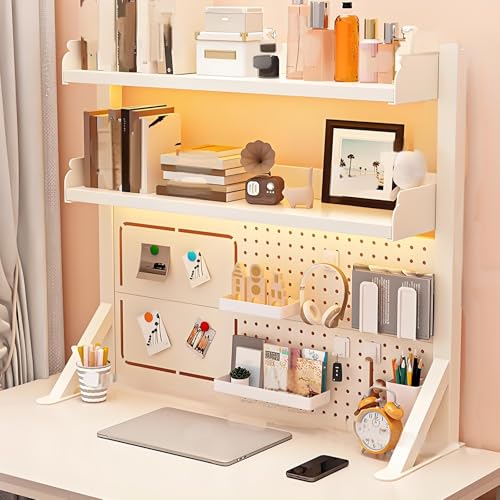 JCSRYD 2 Stöckiges Schreibtisch Organizer mit Stecktafel, Organizer Schreibtisch für Computermonitore, Schreibtischorganizer Display für Büro und Zuhause(White,80 * 23 * 95cm/31 * 9 * 37in) von JCSRYD