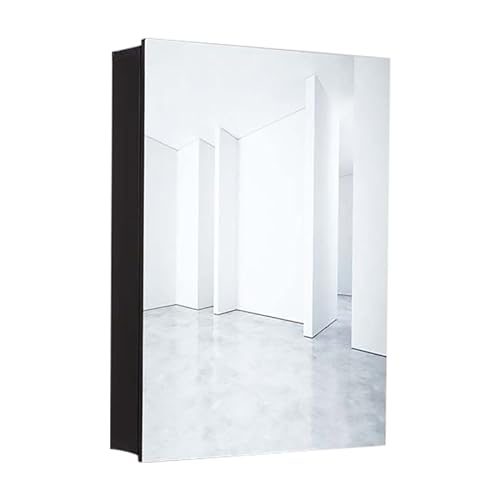 JCSRYD Badezimmer Spiegelschrank mit Tür, Spiegelschränke fürs Bad aus Aluminiumlegierung, Kleine Spiegelschrank Badezimmer, Modernes Bauernhaus (Color : Black B, Size : 50 * 70cm/20 * 28in) von JCSRYD