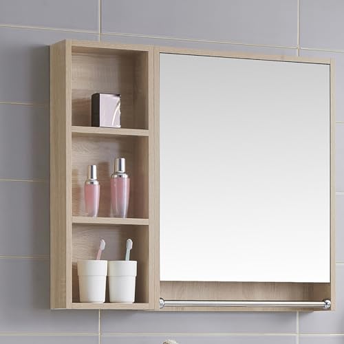 JCSRYD Badezimmerschrank mit Spiegel Badezimmer Spiegelschrank, Spiegelschränke fürs Bad zur Wandmontage mit Lagerregalen, für Schlafzimmer, Wohnzimmer und Toilette ( Color : Brown , Size : 60*12*70cm von JCSRYD