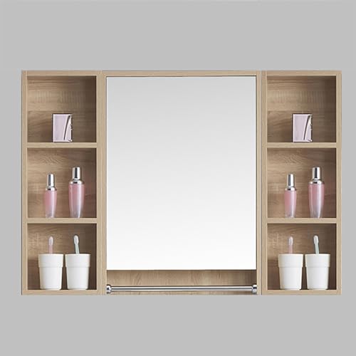 JCSRYD Badezimmerschrank mit Spiegel Badezimmer Spiegelschrank, Spiegelschränke fürs Bad zur Wandmontage mit Lagerregalen, für Schlafzimmer, Wohnzimmer und Toilette ( Color : Brown , Size : 90*12*70cm von JCSRYD