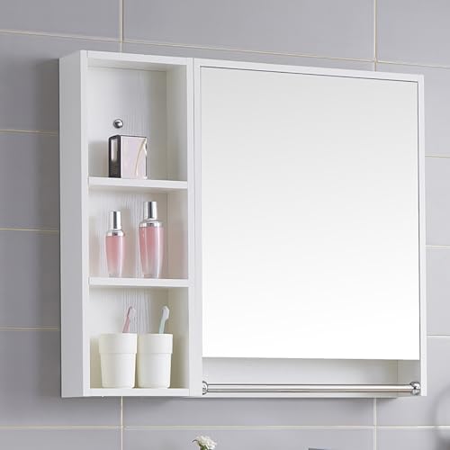 JCSRYD Badezimmerschrank mit Spiegel Badezimmer Spiegelschrank, Spiegelschränke fürs Bad zur Wandmontage mit Lagerregalen, für Schlafzimmer, Wohnzimmer und Toilette ( Color : Wit , Size : 60*12*70cm/2 von JCSRYD
