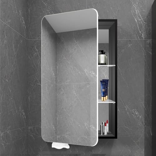 JCSRYD Badezimmerschrank mit Spiegel Badezimmerspiegelschrank, Spiegelschrank Bad mit Regalen und Dämpfenden Scharnieren, Modern (Color : Negro, Size : 60 * 80 * 13cm/24 * 31 * 5in) von JCSRYD