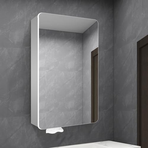 JCSRYD Badezimmerschrank mit Spiegel Badezimmerspiegelschrank, Spiegelschrank Bad mit Regalen und Dämpfenden Scharnieren, Modern (Color : Silver, Size : 40 * 80 * 13cm/16 * 31 * 5in) von JCSRYD