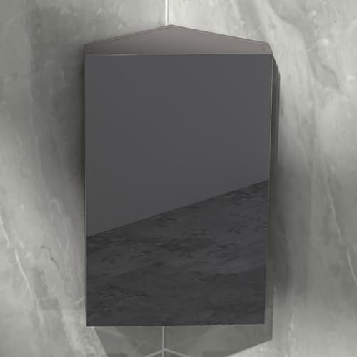JCSRYD Badezimmerschrank mit Spiegel Dreieckiger Schrank mit Spiegel und Stauraum, Wandmontierter Spiegelschrank Bad, für Badezimmer, Waschküche, Küche ( Color : Negro , Size : 40*60*29cm/16*24*11in ) von JCSRYD