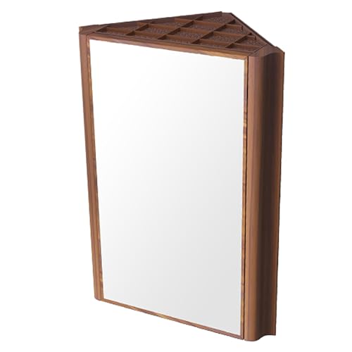JCSRYD Dreieckiger Spiegelschrank Spiegelschränke fürs Bad, Wandmontierter Badezimmerschrank mit Spiegeltür, Kleine Spiegelschränke, 46 * 63 * 33 cm (Color : Brown 46 * 63 * 33cm/18 * 25 * 13in) von JCSRYD