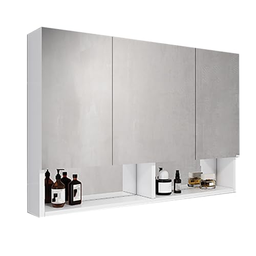 JCSRYD LED Spiegelschrank Bad mit Defogger, Moderner Bspiegelschrank Badezimmer zur Wandmontage, Badezimmerschrank mit Spiegel (Color : White A, Size : 90 * 13 * 68cm/35 * 5 * 27in) von JCSRYD