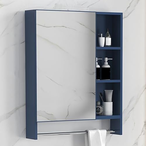JCSRYD Rechteckiger Badezimmerschrank mit Spiegel, Moderne Badezimmer Spiegelschrank, Wandmontierter Spiegelschränke fürs Bad, Aluminiumlegierung (Color : Blue, Size : 75 * 11 * 65cm/30 * 4 * 26in) von JCSRYD