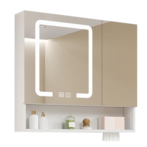 JCSRYD Spiegelschrank Badezimmer Moderner Spiegelschrank Bad mit Beleuchtung, Rechteckiger Badezimmer Spiegelschrank, Badezimmerschrank mit Spiegel (Size : 80 * 13 * 70cm/31 * 5 * 28in) von JCSRYD
