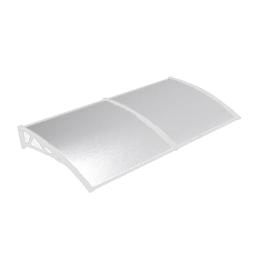 JCSRYD Vordach für Haustür, Markise für Haustür, Terrassenmarkise, Fenster und Türabdeckung, Robuste Polycarbonat Fenstermarkisen, Regen- und Schneefest(White,60 * 150cm/24 * 59in) von JCSRYD