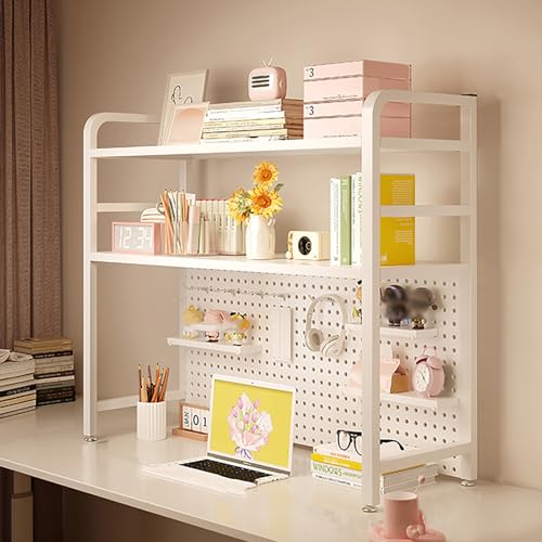 Schreibtisch Erweiterung Schreibtisch Organizer Rack, Desktop Bücherregal für Computertisch, Mehrzweck Desktop Stallregal aus Metall, für Tischplatte, Schule, Büro(Size:95*98*20cm/37*39*8in) von JCSRYD