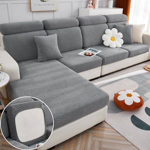 Sofa sitzkissenbezüge Stretch sofabezug ecksofa l form Für Hunde Haustiere,Elastisch Couch sofa überzug 3 sitzer mit armlehnen grau,Sofa Schonbezüge für Wohnzimmer,Sofasitzbezug Chaiselüberzüge von JCTQBHQF