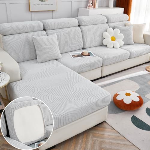 Sofa sitzkissenbezüge Stretch sofabezug ecksofa l form Für Hunde Haustiere,Elastisch Couch sofa überzug 3 sitzer mit armlehnen grau,Sofa Schonbezüge für Wohnzimmer,Sofasitzbezug Chaiselüberzüge von JCTQBHQF