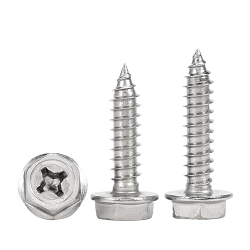 3 stücke M6 304 Edelstahl Externe Hex Flansch Selbstschneidende Schrauben Mit Pad Washer Kreuz Hexagon Kopf Schrauben(30mm) von JCUIyon