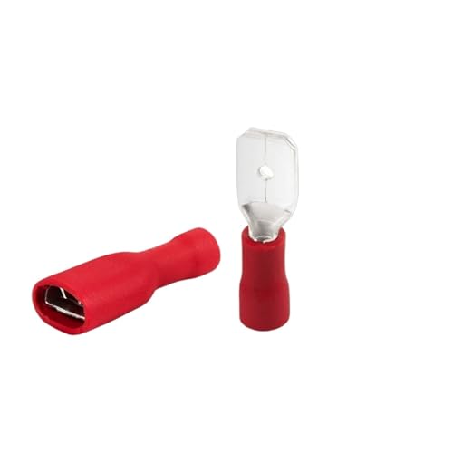 50 STÜCKE (25 Satz) 6,3mm Terminal Weiblich + Männlich Spaten Isolierte Elektrische Crimp-anschlussklemmen Verdrahtungskabel(Red) von JCUIyon