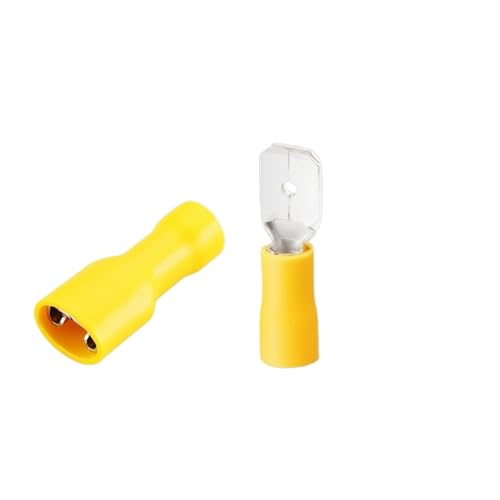 50 STÜCKE (25 Satz) 6,3mm Terminal Weiblich + Männlich Spaten Isolierte Elektrische Crimp-anschlussklemmen Verdrahtungskabel(Yellow) von JCUIyon