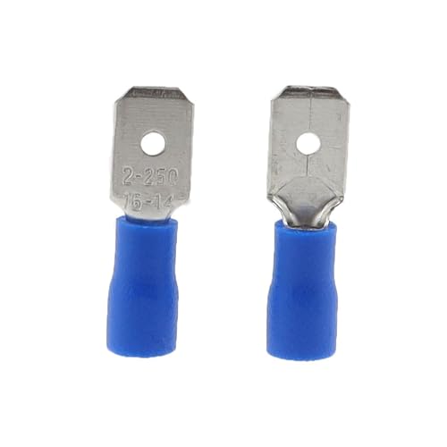 50 Stücke 6,3mm Terminal Rot Blau Gelb Weiblich Männlich Spaten Isolierte Elektrische Crimp Terminal Anschlüsse(Blue,Male) von JCUIyon