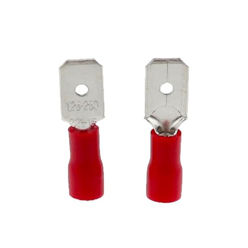 50 Stücke 6,3mm Terminal Rot Blau Gelb Weiblich Männlich Spaten Isolierte Elektrische Crimp Terminal Anschlüsse(Red,Male) von JCUIyon