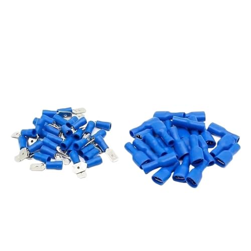 50pairs 6,3mm 16 14AWG Weiblich Männlich Elektrische Verdrahtung Stecker Isolierte Crimp Terminal Spaten Blau von JCUIyon