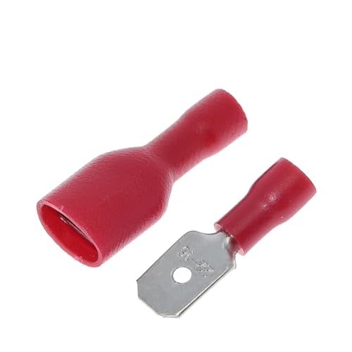 50pairs 6,3mm 16-14AWG Weiblich Stecker Isolierte Crimp Blau Rot Terminal-block(Red) von JCUIyon