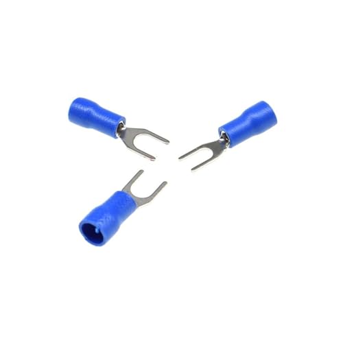 JCUIyon 100PCS Furcate Spaten Terminals Kabel Draht Stecker Gabel Typ Pre-isolierte Crimp Terminal(Blue,1.25-4S) von JCUIyon