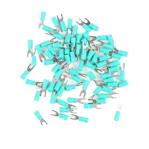 JCUIyon 100PCS Verdrahtung Crimp Terminals Furcate Kabel Draht Stecker Furcate Isolierende Gabel Spaten 16~14AWG(Green,SV2-4) von JCUIyon