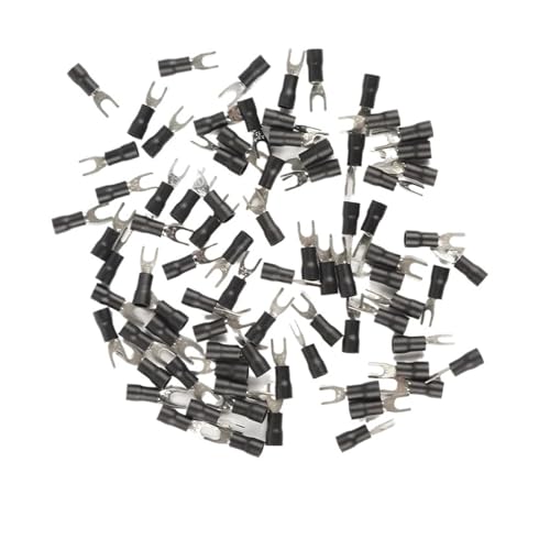 JCUIyon 100Pcs SV Serie Draht Frühling Terminal Gabel PVC Isolieren Aderendhülsen Block Spaten Kaltpressung Kabel Ende Crimp(Black,SV5.5-5) von JCUIyon