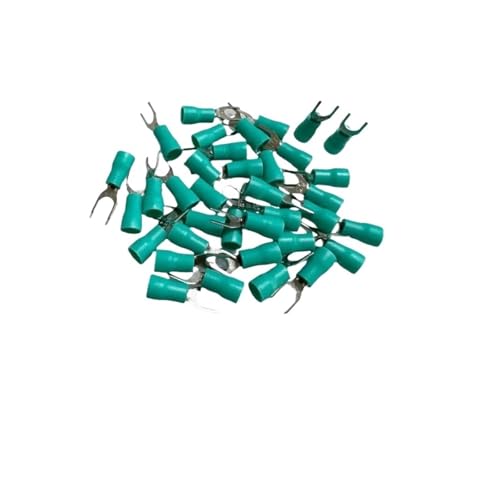 JCUIyon 50 Stücke SV Typ Drahtfederklemme SV2-4 Gabel Y-Terminal Messing Isolierte Spaten Crimpdraht(Green) von JCUIyon