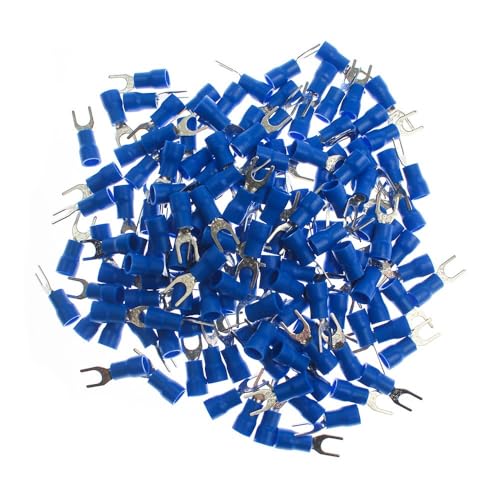 JCUIyon 50 stücke SV Typ Draht Frühling Terminal Gabel UY Terminal Messing Isolierte Pre Isolierte Rund Terminal(Blue,SV1.25-5) von JCUIyon