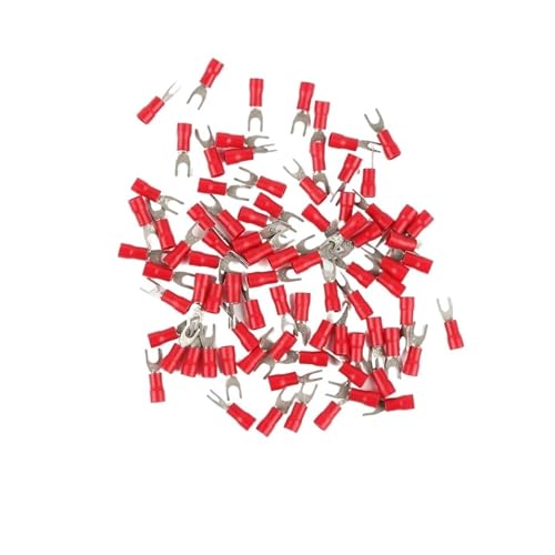JCUIyon 50PCS Gabel Crimp Terminal Elektrische Draht Anschlüsse Spaten Lugs Schnell Splice Kabel Isolierung(Red,SV1.25-4s) von JCUIyon