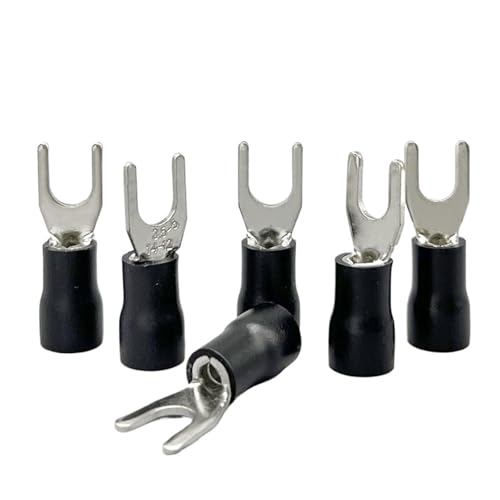 JCUIyon 50PCS Kupfer Spaten Terminals Isolierte Gabel Crimp Terminals Draht Ende Anschlüsse(Black,SV2-8) von JCUIyon