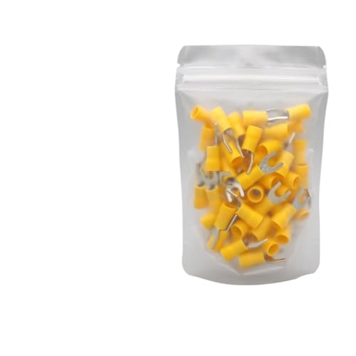 JCUIyon 50PCS Kupfer Spaten Terminals Isolierte Gabel Crimp Terminals Draht Ende Anschlüsse(Yellow,SV2-3) von JCUIyon