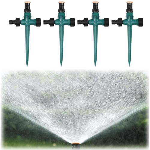 4 Stück Garten Sprinkler - Rasensprenger 360° Drehbarer Gartensprenger Garten Sprinkler, Wassersprenger Einstellbar Automatische Bewässerungssystem für Rasen Pflanzen Gemüse Blumen Pastorale von JCUQGDOO