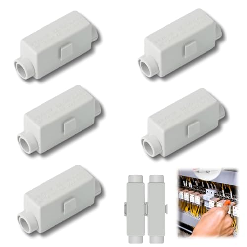 5 Stück Durchgangsverbinder 2 polig, 100A 1000V Doppelschrauben Klemmblock für 2,5-16mm² Kabel, Kabelverbinder für Deckenleuchten Schalter Elektroinstallation ABS Gehäuse von JCUQGDOO