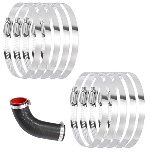 Schlauchschellen Edelstahl, 10 Stück Einstellbare 59-82 mm Schlauchschellen Set, Schlauchklemmen Set, 304 Edelstahl Rohrschellen Schraubschellen Set für Industrie, Verbinden Automobil-Tubing von JCUQGDOO