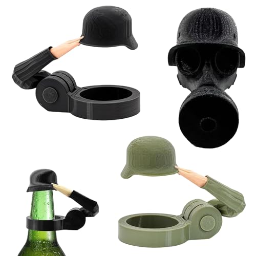 3 Stück Soldat Salut Bierflasche Helm, Soldat Salute Bier Bierflaschen Helm Flaschenverschluss, Wiederverwendbar Soldier Salute Beer Bottle Helmet für Vatertag Männerabende von JCUQGDOO