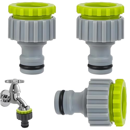Wasserhahn Adapter Gartenschlauch für Gardena Hahnverbinder – 3 Stück 2-in-1 Kupplung Gartenschlauch Verbindungen, Schlauchverbinder Anschluss Set 1/2 Zoll 3/4 Zoll, für Verbinder Wasserschlauch von JCUQGDOO