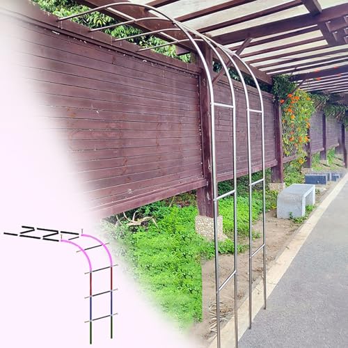 JCVCCV Halbrosenbogen Aus Edelstahl, Einfach Zu Montieren, Pergola-Laube Aus 19.0Mm Metallrohr, Rostfreier Torbogen Für Gartenrosen(mit Sockel)(60cm/1.96ft) von JCVCCV