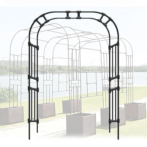 JCVCCV Robuster Gartenlaubenbogen, Rosenbogen, Schwarzem Metall Torbogen Rankenbogen Für Verschiedene Kletterpflanzen Und Event-Deko(W2.0m*H2.40m/6.5 * 7.8ft) von JCVCCV