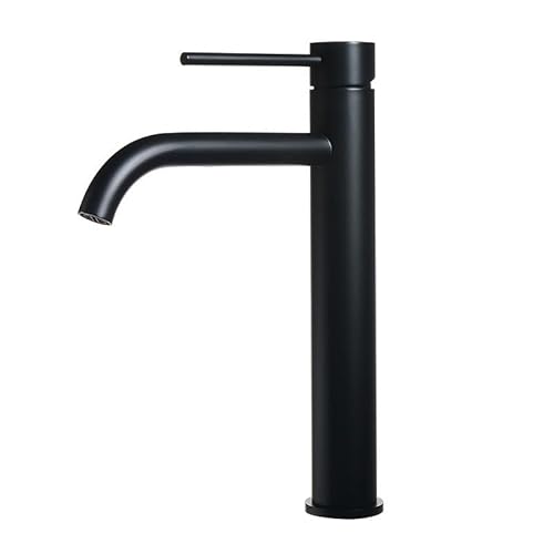 Waschraumarmaturen Badezimmer-Waschtischarmatur aus gebürstetem Gold, Kalt- und Warmmischer, Wasserhahn, Deckmontage, Einzelloch und Griff, hoher Stil, gebürstetes Roségold FüR Badezimmer(Black) von JCVXOELT