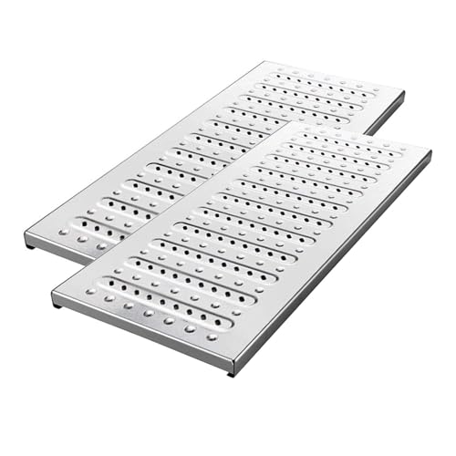 JCWGLY Entwässerungsrinne 2 Stück Edelstahl-Kanal-Abflussgitter, Regenwasser-Abflussabdeckung Aus Metall Für Den Außenbereich Für Haushalt Und Gewerbe(58x25x2.5cm/22.9x9.85x0.98in) von JCWGLY