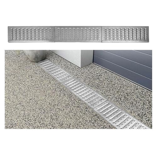 JCWGLY Entwässerungsrinne 3pcs Edelstahl Ablaufgitter, Garten Im Freien Patio Yard Regenwasser Ablaufabdeckung, rutschfeste Robuste Trench Drainage Gitter(58x15x2.5cm) von JCWGLY