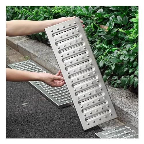 JCWGLY Entwässerungsrinne Abflussgitter Aus Edelstahl 304 Für Den Innen- Und Außenbereich, Für Die Regenwasserableitung Im Haushalt Und Gewerbe, Einfache Installation(58x20x2.5 cm) von JCWGLY
