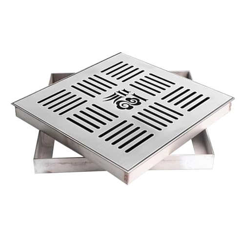 JCWGLY Entwässerungsrinne Ablaufgitter Aus Edelstahl 304 Mit Rahmen, Quadratische Ablaufabdeckung Für Auffangbecken, Effiziente Regenwasserkanalabdeckung, Hohe Tragfähigkeit(20x20x3cm) von JCWGLY