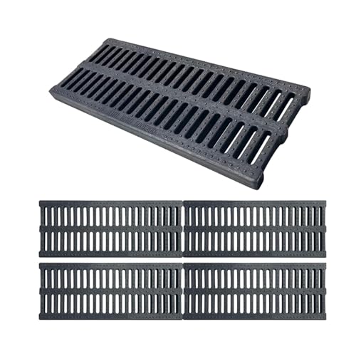 JCWGLY Entwässerungsrinne Grabenabflussgitter Aus Polymerkunststoff, Regenwasserabflussabdeckungen Für Den Innen- Und Außenbereich Und Kanalsiebe Für Haushalt Und Gewerbe(5pcs,50x50x5cm) von JCWGLY