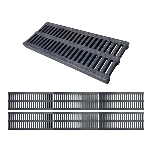 JCWGLY Entwässerungsrinne Grabenabflussgitter Aus Polymerkunststoff, Regenwasserabflussabdeckungen Für Den Innen- Und Außenbereich Und Kanalsiebe Für Haushalt Und Gewerbe(7pcs,50x38x3cm) von JCWGLY