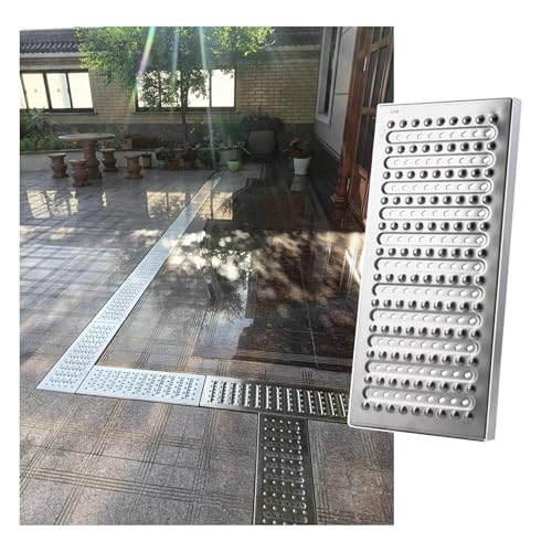 JCWGLY Entwässerungsrinne Terrassen- Und Hofablaufgitter Aus Edelstahl 304, Abflussabdeckung Für Regenwasser- Und Abwassersiebe Im Innen- Und Außenbereich, rutschfest Und Robust(10pcs,58x25x2.5cm) von JCWGLY